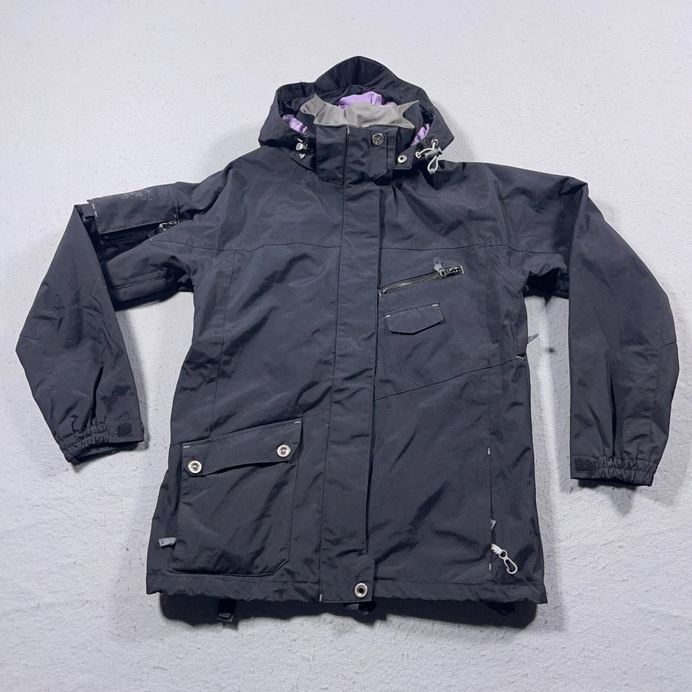 Empyre Snowboard Jacket Women Medium Technical Hooded Black Purple 10K Winter